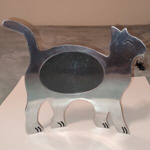 Stunning Silver Cat Picture Frame With Fish Photo Frame Curved Vintage